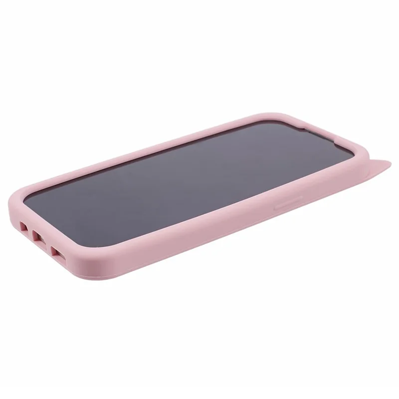 For iPhone 14 Plus Soft Silicone Phone Case 3D Moustache Cat Shockproof Phone Cover - Pink