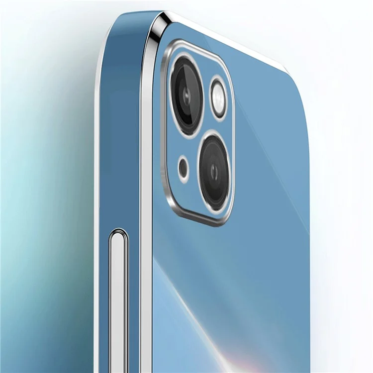 XINLI For iPhone 15 Electroplating Gold Edge Phone Case TPU Drop-proof Back Cover - Cyan