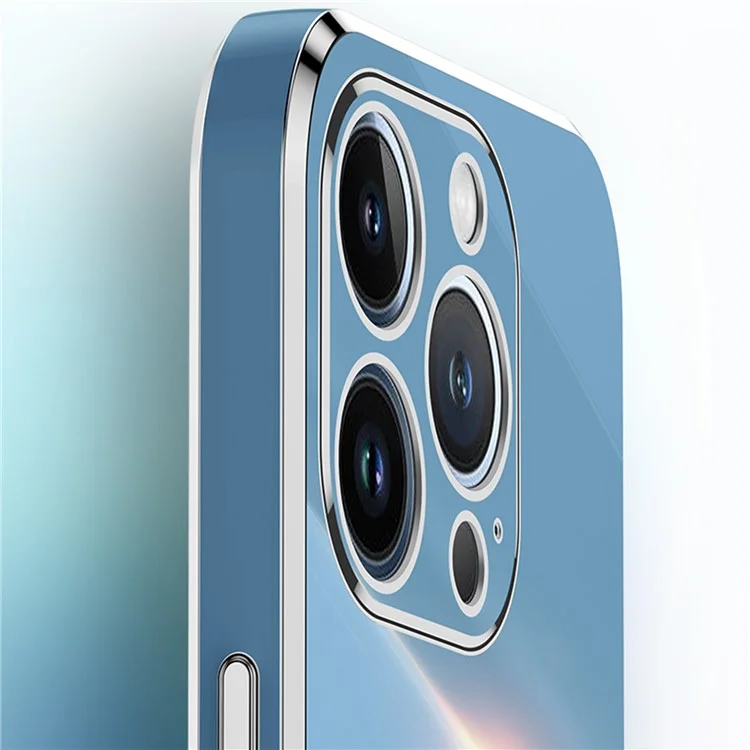 XINLI Per iPhone 15 Pro Custodia Back Cover Anti-graffio Bordo Dorato Elettrolitico TPU - Ciano
