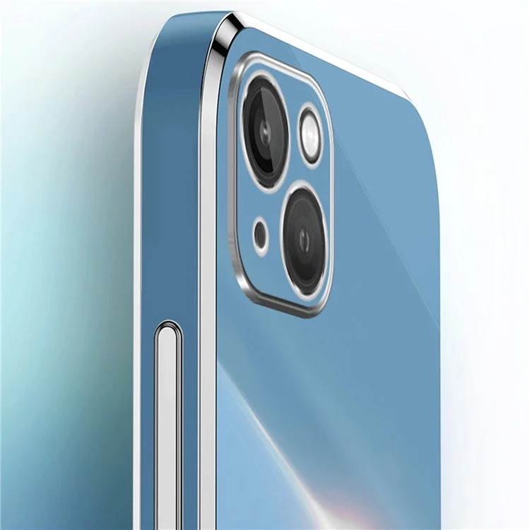 XINLI Per iPhone 15 Plus Ring Kickstand Phone Case Electroplated TPU Protective Cover - Cyan