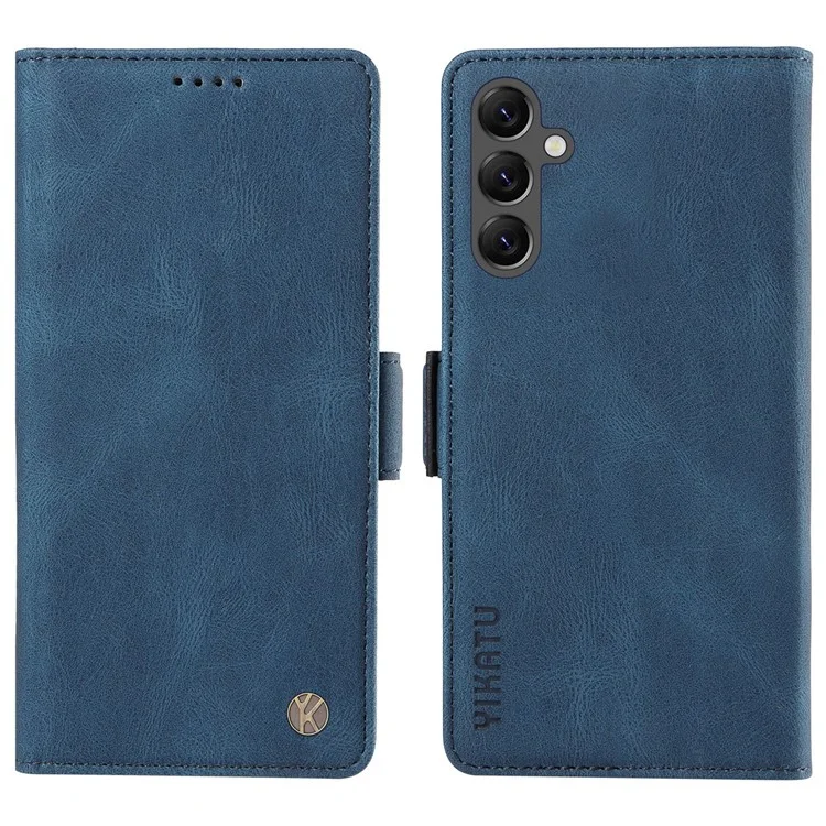 Étui de téléphone en cuir PU YIKATU YK-005 pour Samsung Galaxy A24 4G (162,1 x 77,6 x 8,3 mm), portefeuille support incliné, housse antichoc tactile - Bleu