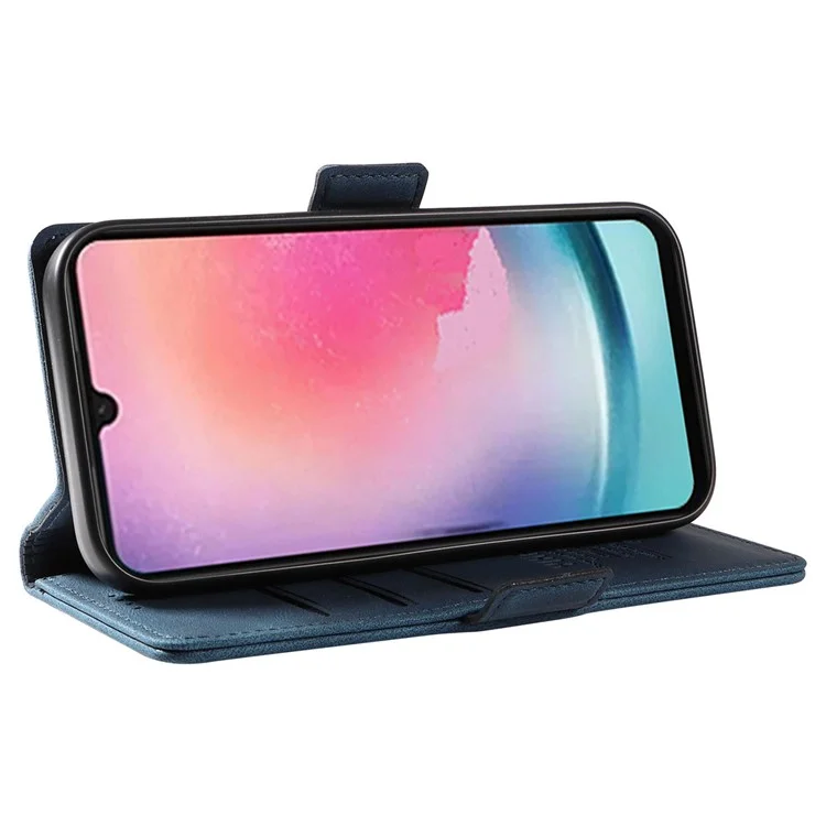 Étui de téléphone en cuir PU YIKATU YK-005 pour Samsung Galaxy A24 4G (162,1 x 77,6 x 8,3 mm), portefeuille support incliné, housse antichoc tactile - Bleu
