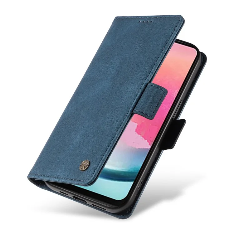 Étui de téléphone en cuir PU YIKATU YK-005 pour Samsung Galaxy A24 4G (162,1 x 77,6 x 8,3 mm), portefeuille support incliné, housse antichoc tactile - Bleu