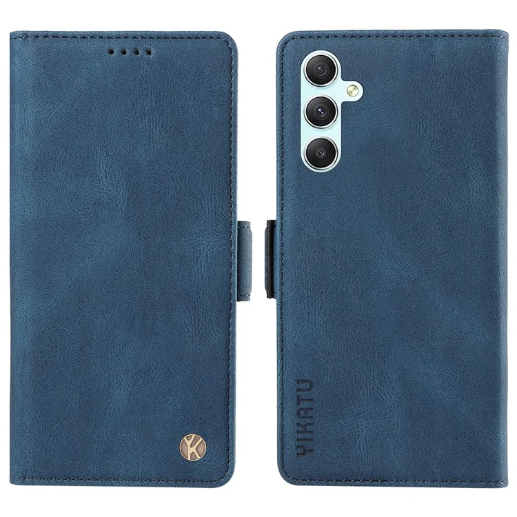 YIKATU YK-005 For Samsung Galaxy A34 5G Skin-touch Phone Case Cover Stand Shell PU Leather Wallet - Blue