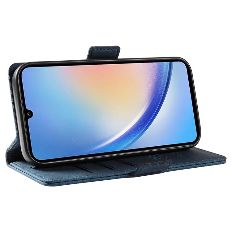 YIKATU YK-005 For Samsung Galaxy A34 5G Skin-touch Phone Case Cover Stand Shell PU Leather Wallet - Blue