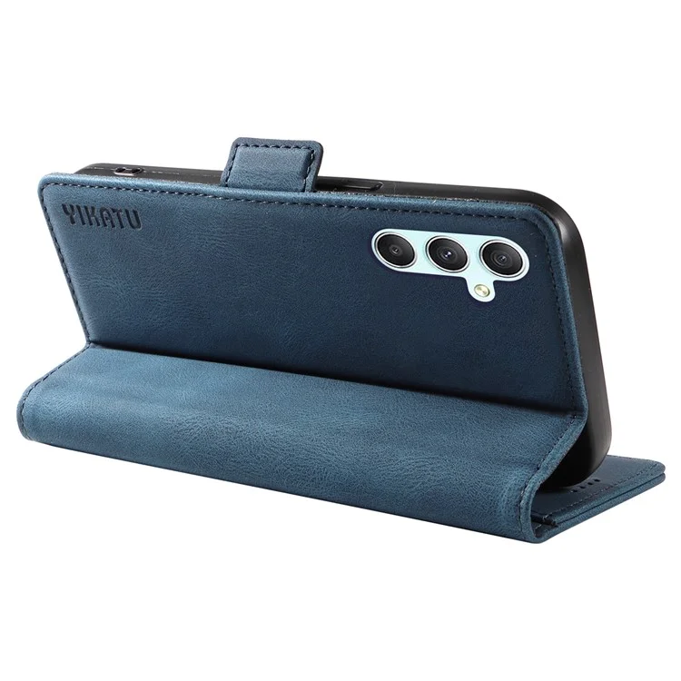 YIKATU YK-005 For Samsung Galaxy A34 5G Skin-touch Phone Case Cover Stand Shell PU Leather Wallet - Blue