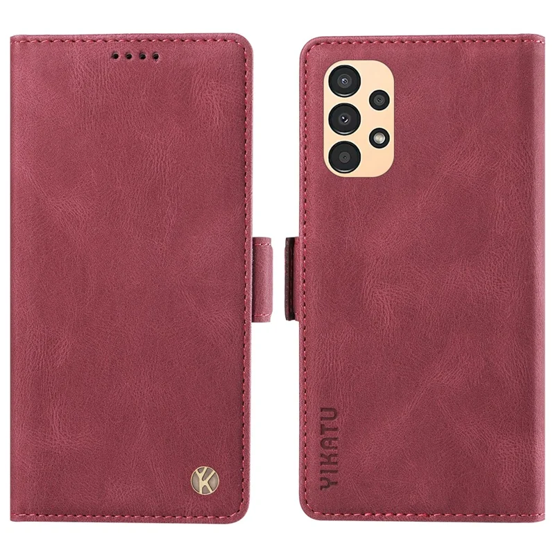 YIKATU YK-005 PU Leather Protective Cover for Samsung Galaxy A13 4G / 5G , Skin-touch Stand Wallet Phone Case - Wine Red