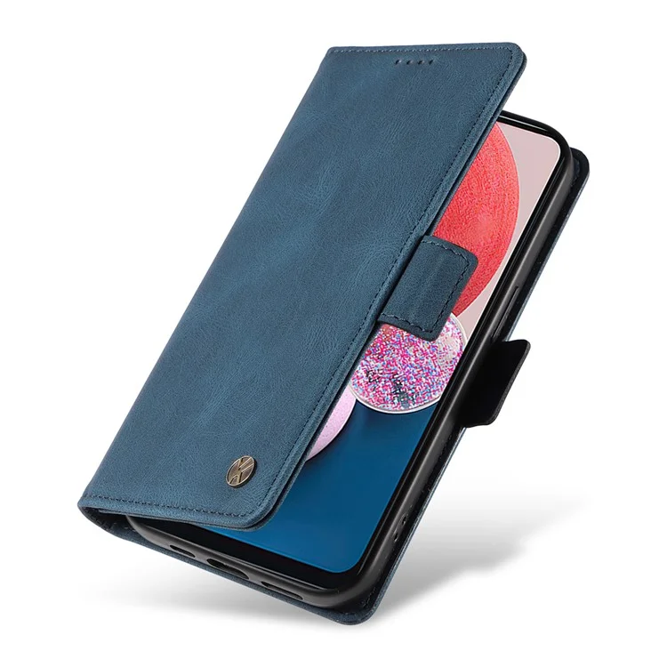 YIKATU YK-005 For Samsung Galaxy A53 5G Leather Cover Skin-touch Phone Case Wallet Stand Shell - Blue