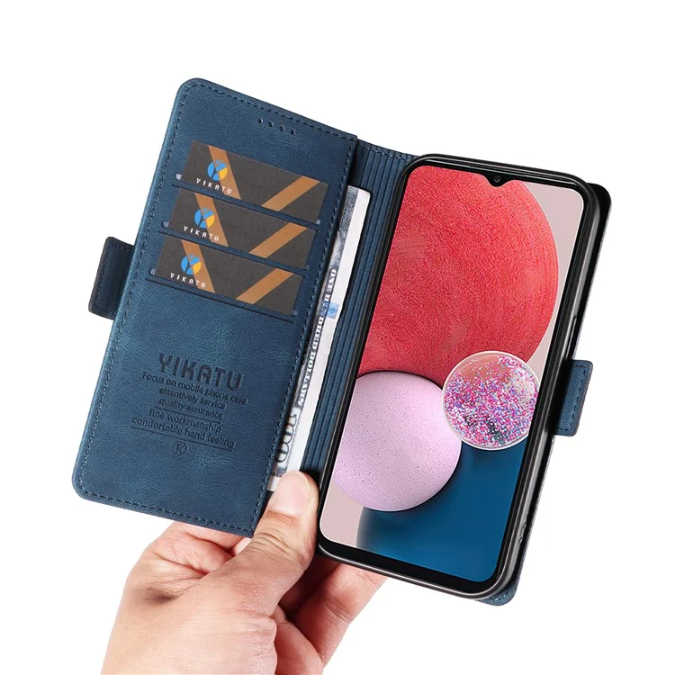 YIKATU YK-005 For Samsung Galaxy A53 5G Leather Cover Skin-touch Phone Case Wallet Stand Shell - Blue