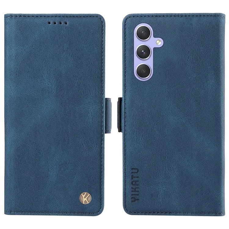 YIKATU YK-005 For Samsung Galaxy A54 5G Phone Case PU Leather Skin-touch Wallet Stand Shell Cover - Blue