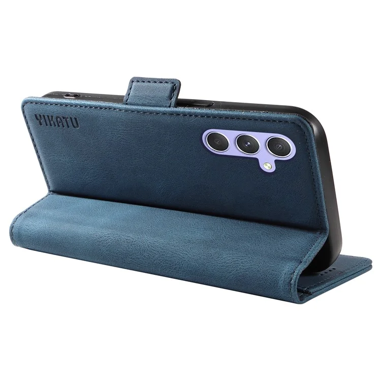 YIKATU YK-005 For Samsung Galaxy A54 5G Phone Case PU Leather Skin-touch Wallet Stand Shell Cover - Blue