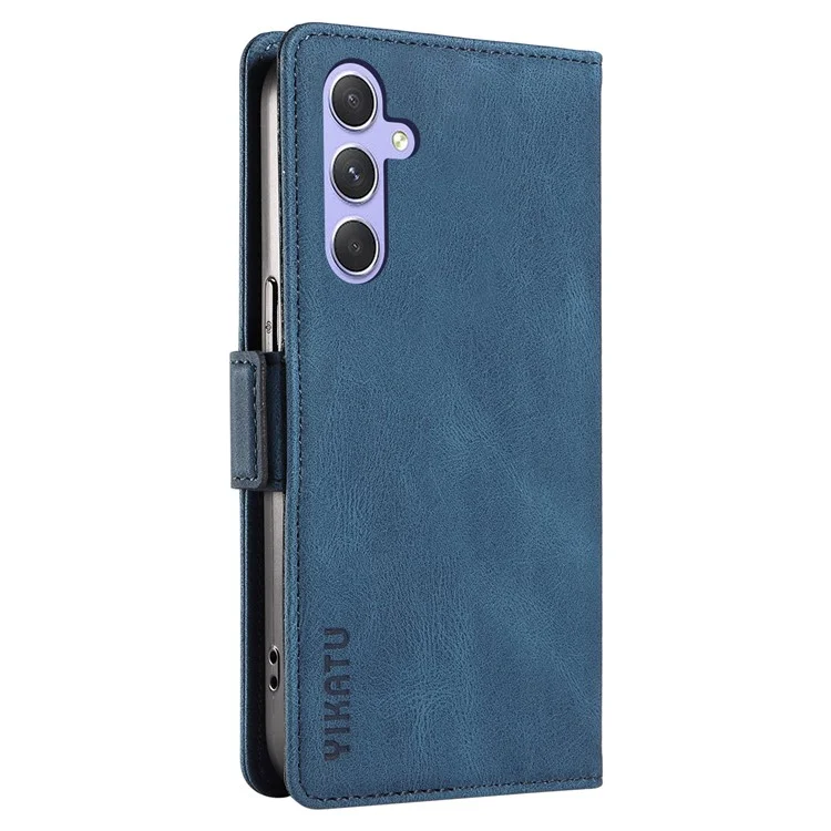YIKATU YK-005 For Samsung Galaxy A54 5G Phone Case PU Leather Skin-touch Wallet Stand Shell Cover - Blue