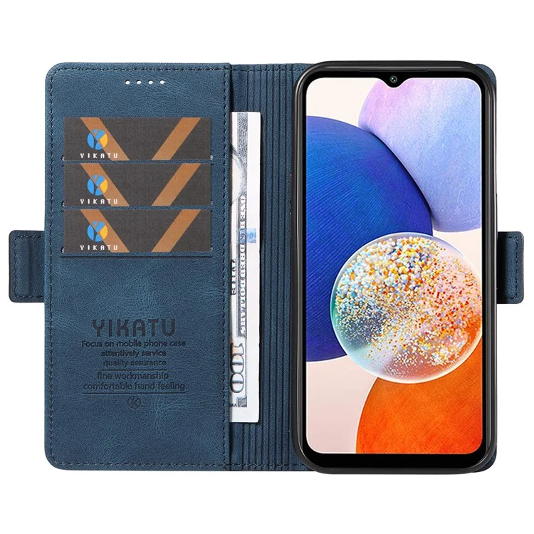 YIKATU YK-005 per Samsung Galaxy A14 5G / A14 4G Custodia per telefono cellulare in pelle PU Wallet Stand Skin-touch - Blu