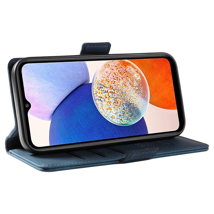 YIKATU YK-005 per Samsung Galaxy A14 5G / A14 4G Custodia per telefono cellulare in pelle PU Wallet Stand Skin-touch - Blu