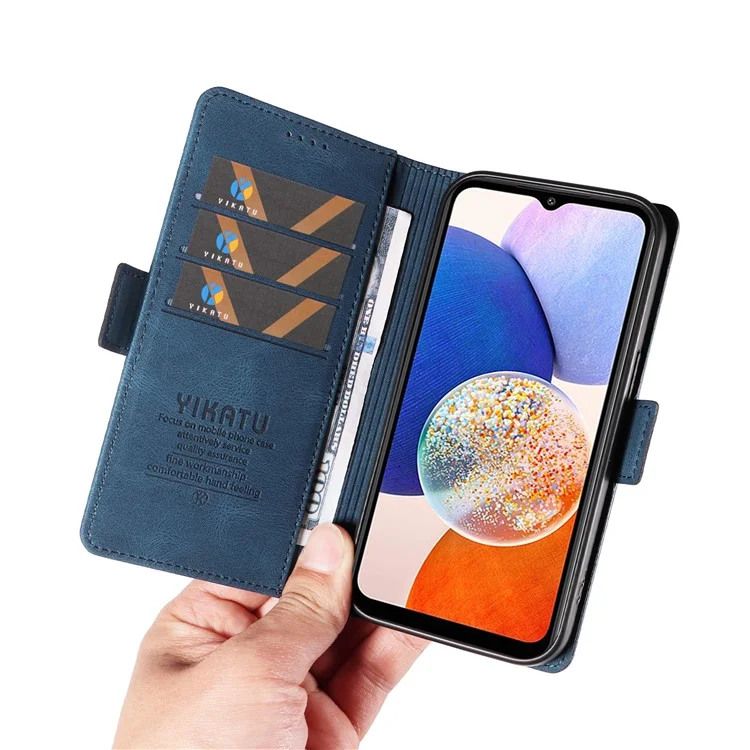 YIKATU YK-005 per Samsung Galaxy A14 5G / A14 4G Custodia per telefono cellulare in pelle PU Wallet Stand Skin-touch - Blu