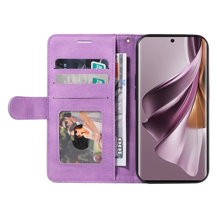 KT Leather Series-1 para Oppo Reno10 5G (Global) / Reno10 Pro 5G (Global) Funda de teléfono de cuero con billetera Diseño de mezcla de colores Soporte - Púrpura Claro