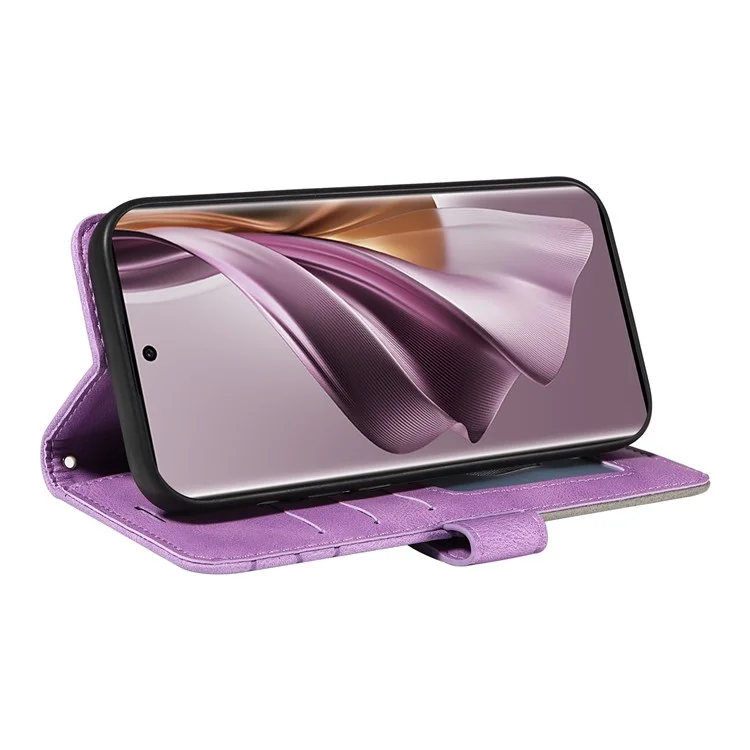 KT Leather Series-1 para Oppo Reno10 5G (Global) / Reno10 Pro 5G (Global) Funda de teléfono de cuero con billetera Diseño de mezcla de colores Soporte - Púrpura Claro