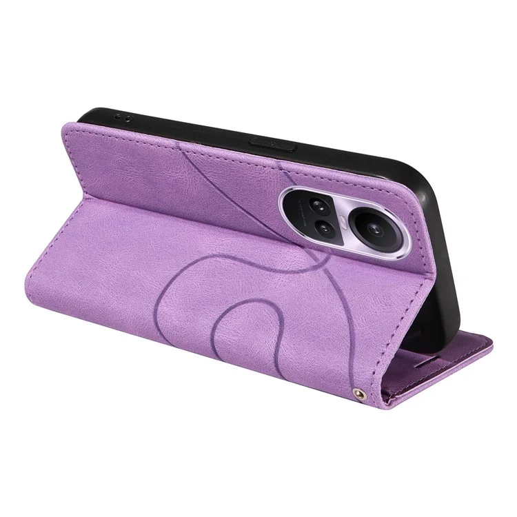 KT Leather Series-1 para Oppo Reno10 5G (Global) / Reno10 Pro 5G (Global) Funda de teléfono de cuero con billetera Diseño de mezcla de colores Soporte - Púrpura Claro