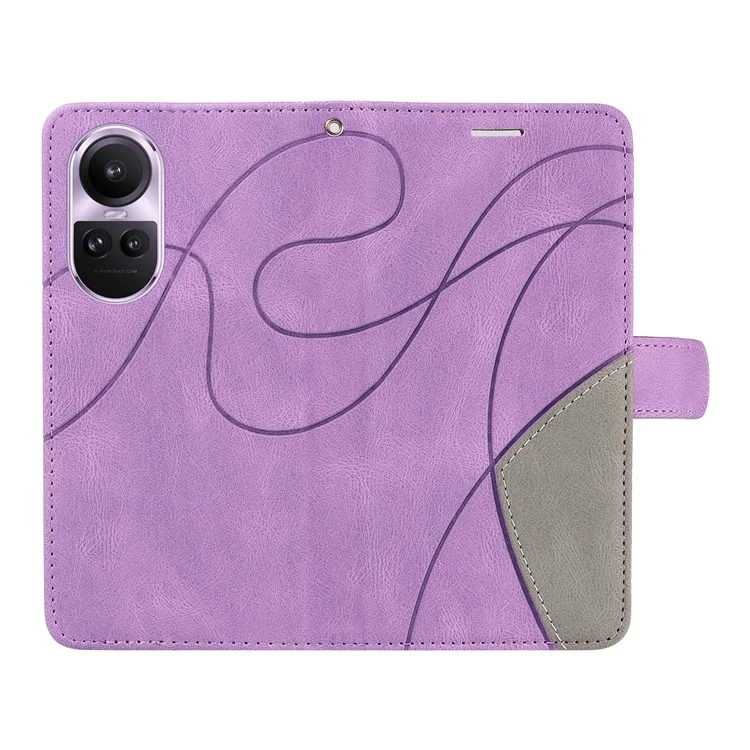 KT Leather Series-1 para Oppo Reno10 5G (Global) / Reno10 Pro 5G (Global) Funda de teléfono de cuero con billetera Diseño de mezcla de colores Soporte - Púrpura Claro