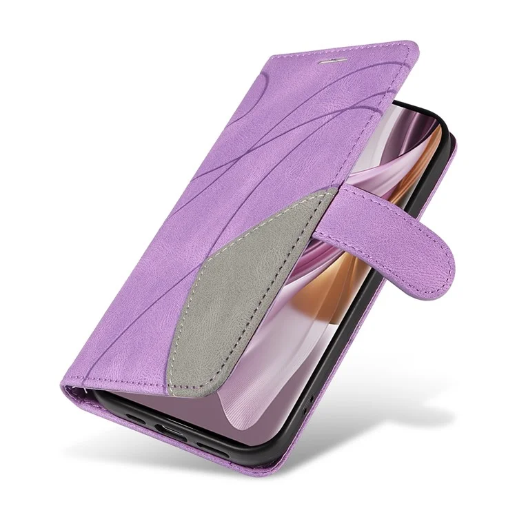 KT Leather Series-1 para Oppo Reno10 5G (Global) / Reno10 Pro 5G (Global) Funda de teléfono de cuero con billetera Diseño de mezcla de colores Soporte - Púrpura Claro