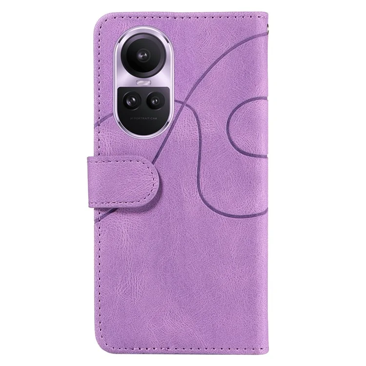 KT Leather Series-1 para Oppo Reno10 5G (Global) / Reno10 Pro 5G (Global) Funda de teléfono de cuero con billetera Diseño de mezcla de colores Soporte - Púrpura Claro
