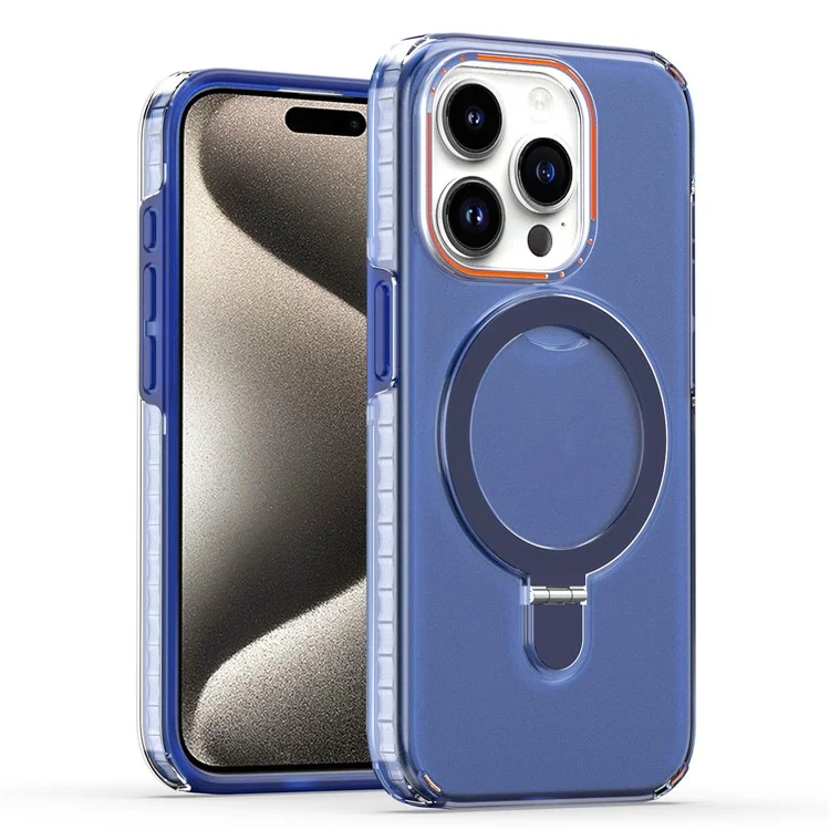 Compatible with MagSafe Kickstand Case for iPhone 15 Pro Max Detachable PC+TPU Slim Phone Cover - Blue