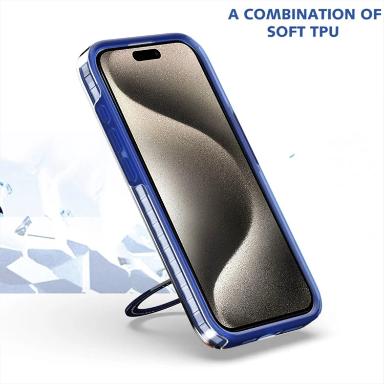 Compatible with MagSafe Kickstand Case for iPhone 15 Pro Max Detachable PC+TPU Slim Phone Cover - Blue