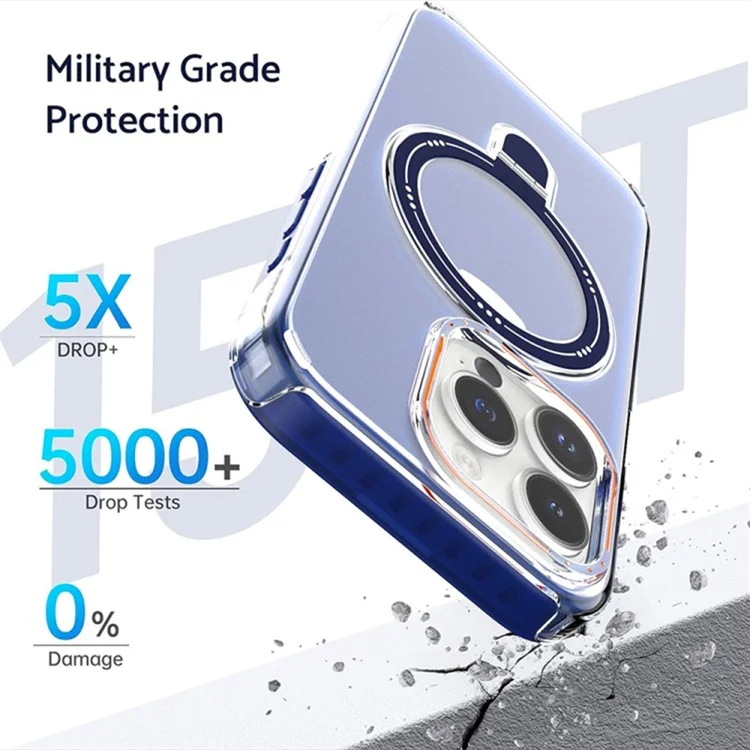 Compatible with MagSafe Kickstand Case for iPhone 15 Pro Max Detachable PC+TPU Slim Phone Cover - Blue