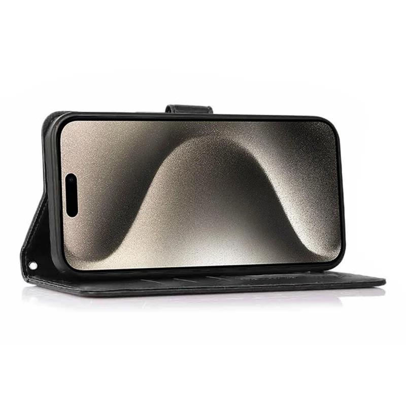 Wallet PU Leather Phone Case for iPhone 15 Pro , Detachable 2-in-1 Phone Cover with Stand - Black