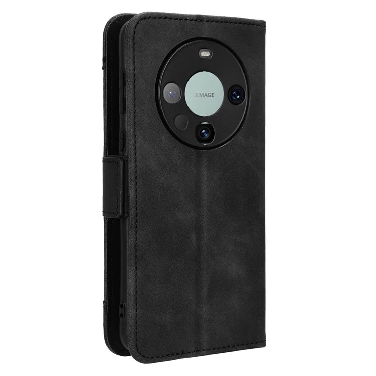 Para Huawei Mate 60 Pro Múltiples Ranuras para Tarjetas Funda de Teléfono de Cuero PU con Soporte Protector - Negro