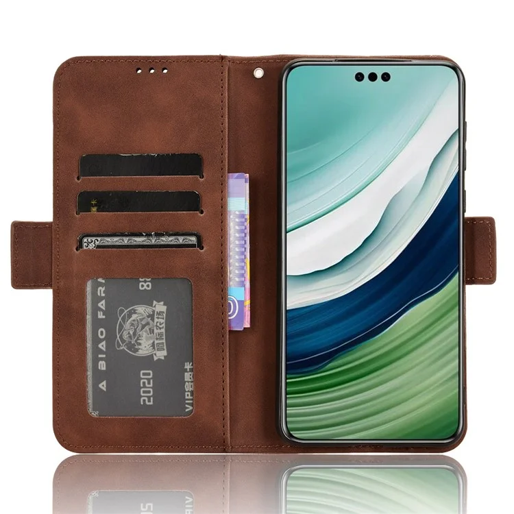 For Huawei Mate 60 Leather Wallet Stand Cover Multiple Card Slots Phone Case - Brown