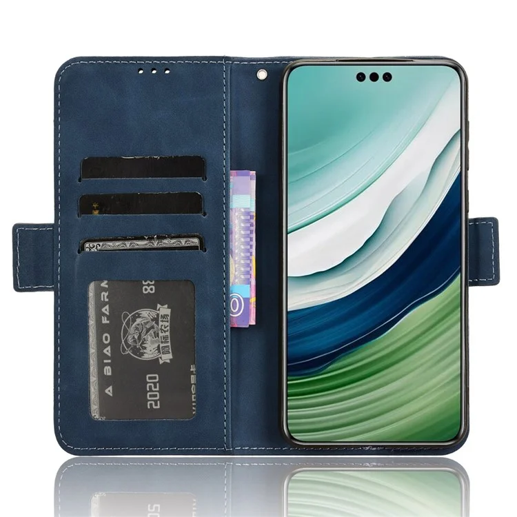 Для Huawei Mate 60 Кожаный бумажник Стендовый чехол Несколько слотов для карт Чехол для телефона - Синий