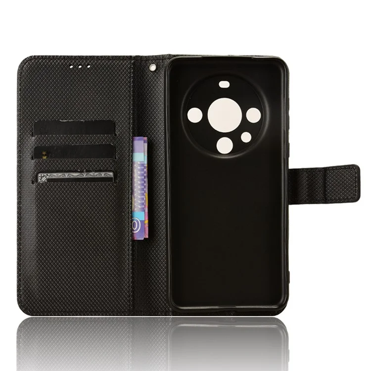 Для Huawei Mate 60 Anti-Scratch Shell Diamond Texture Stand Cover PU Leather Phone Case - чёрный