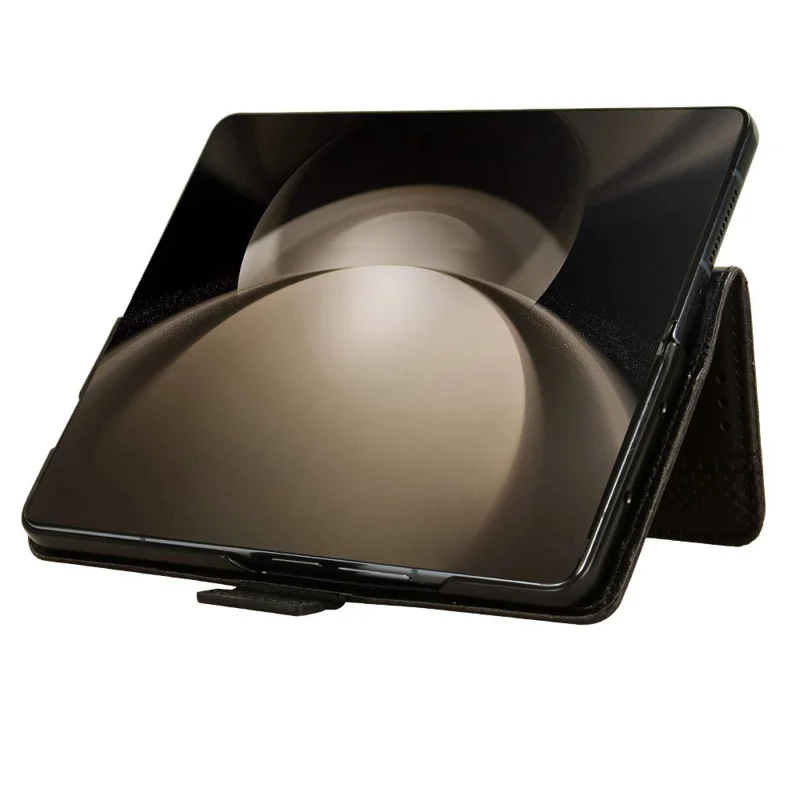 For Samsung Galaxy Z Fold5 5G PU Leather Vintage Phone Case Wallet Stand Shockproof Cover - Black