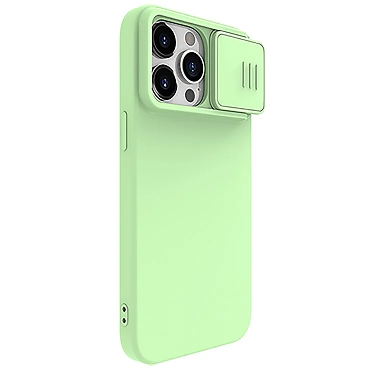 NILLKIN For iPhone 15 Pro PC + Silicone Phone Case Slide Camera Lid Anti-Drop Cover Compatible with MagSafe - Mint Green