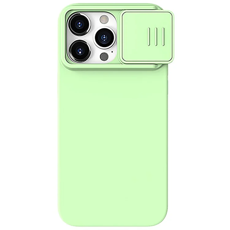 NILLKIN For iPhone 15 Pro PC + Silicone Phone Case Slide Camera Lid Anti-Drop Cover Compatible with MagSafe - Mint Green