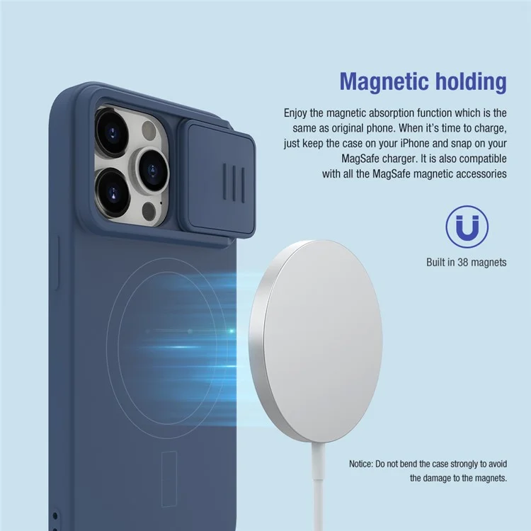 NILLKIN For iPhone 15 Pro PC + Silicone Phone Case Slide Camera Lid Anti-Drop Cover Compatible with MagSafe - Mint Green