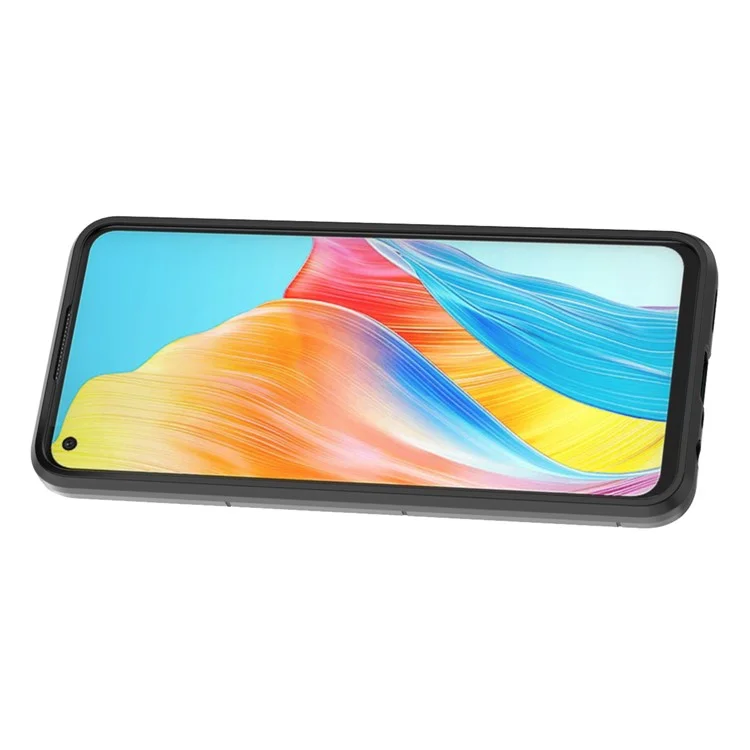 Funda protectora para Oppo A78 4G, carcasa de TPU + PC con soporte anillo a prueba de golpes y soporte - Negro