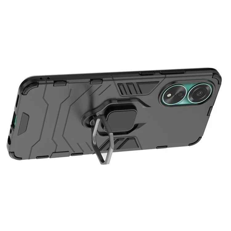Funda protectora para Oppo A78 4G, carcasa de TPU + PC con soporte anillo a prueba de golpes y soporte - Negro
