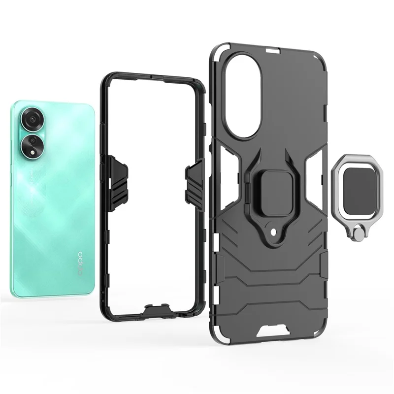 Protective Case for Oppo A78 4G , Shockproof TPU+PC Ring Holder Kickstand Phone Cover - Blue