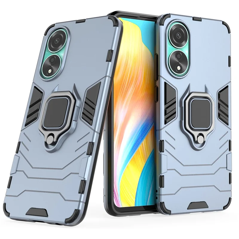 Protective Case for Oppo A78 4G , Shockproof TPU+PC Ring Holder Kickstand Phone Cover - Blue