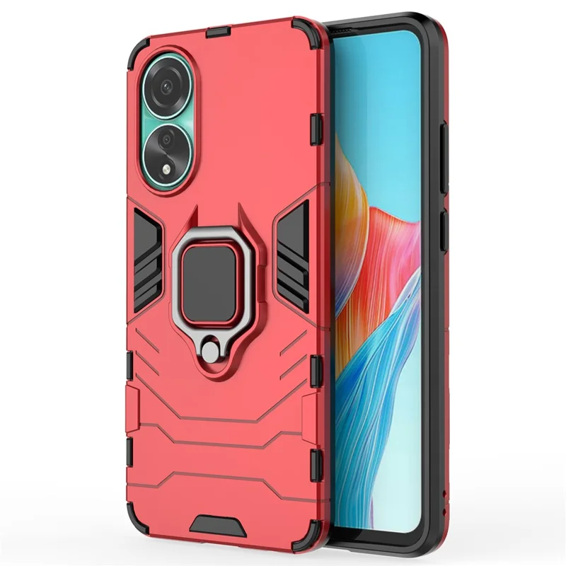 Protective Case for Oppo A78 4G , Shockproof TPU+PC Ring Holder Kickstand Phone Cover - Red