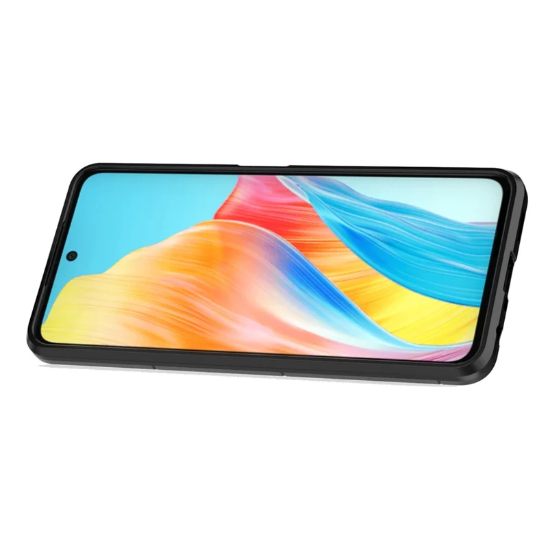 Folia chroniono do Oppo A58 4G, folia ochronna TPU+PC z uchwytem-pierścieniem i podstawką - Czarny