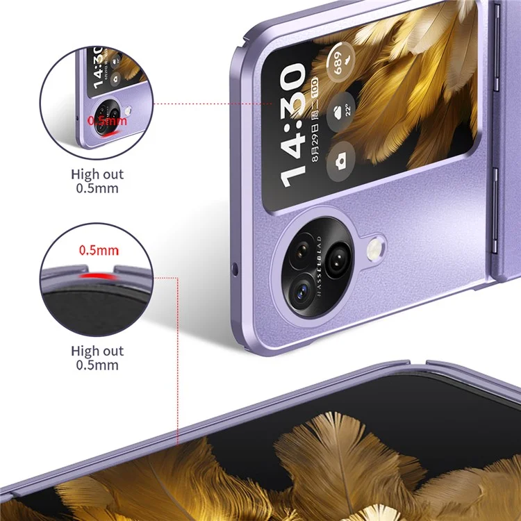 Für Oppo Find N3 Flip 5G Hard PC Handyhülle Scharnier-Design Frost Veredelung Schutzhülle - Lila