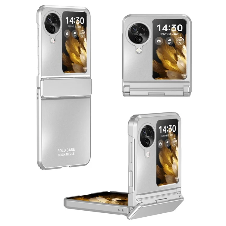 Für Oppo Find N3 Flip 5G Harte PC-Handyhülle Scharnier Design Frost Plating Cover Protector - Silber