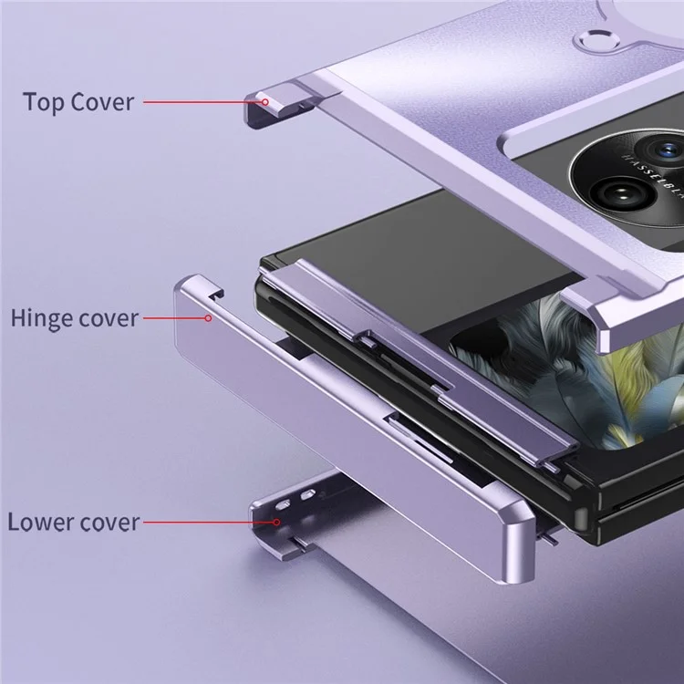 Für Oppo Find N3 Flip 5G Harte PC-Handyhülle Scharnier Design Frost Plating Cover Protector - Silber