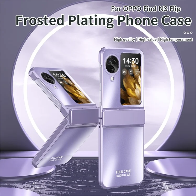 Für Oppo Find N3 Flip 5G Harte PC-Handyhülle Scharnier Design Frost Plating Cover Protector - Silber