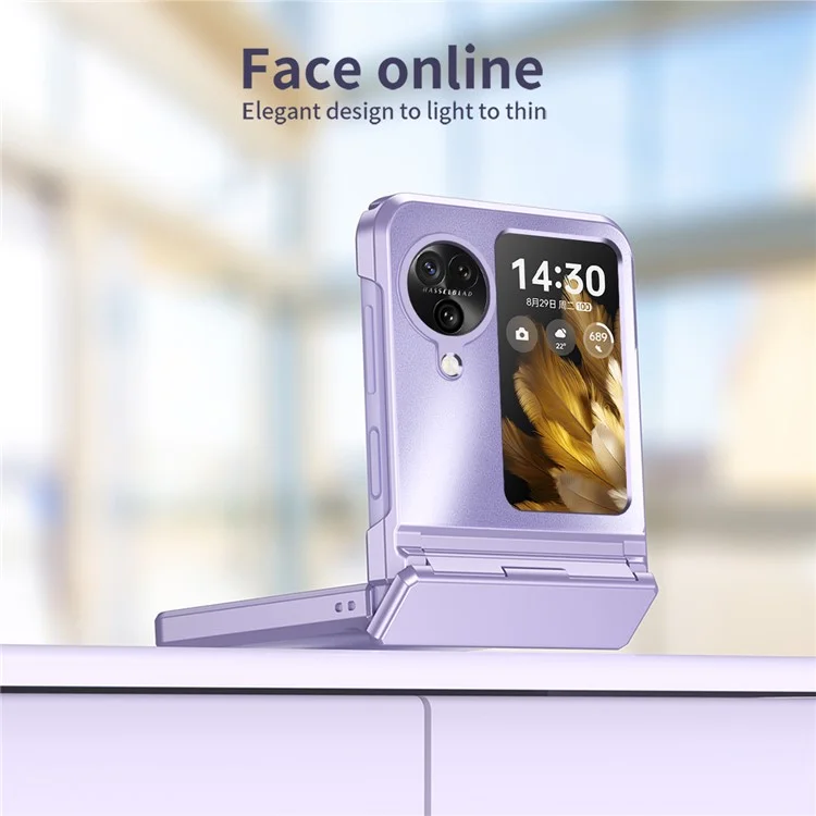 Für Oppo Find N3 Flip 5G Harte PC-Handyhülle Scharnier Design Frost Plating Cover Protector - Silber
