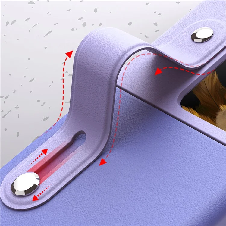 Custodia per telefono PU+PC per Oppo Find N3 Flip 5G Dual Color Design Wristband Kickstand - Blu Cielo+Viola Chiaro