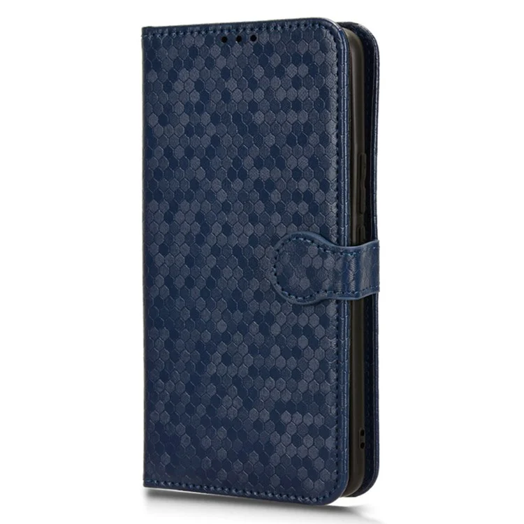 Para Realme GT5 5G PU Leather Folding Stand Case Imprinted Wallet Phone Cover - Azul Escuro